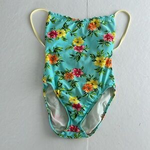 BAJA BLUE Flowered One-Piece Swimsuit size 8